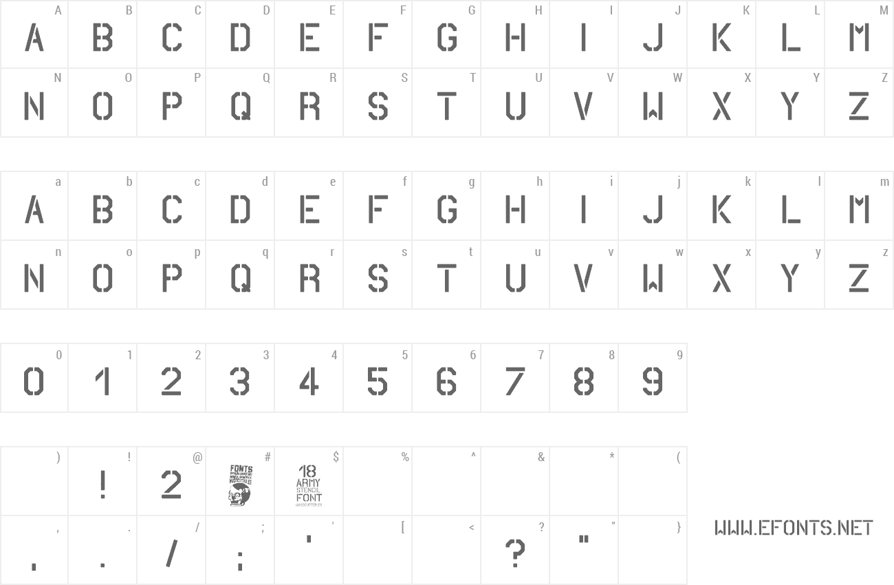 Font 18 Army preview